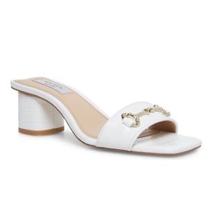 NWT Steven by Steve Madden Laytin White Croc Embossed Horsebit Sandal 7.5
